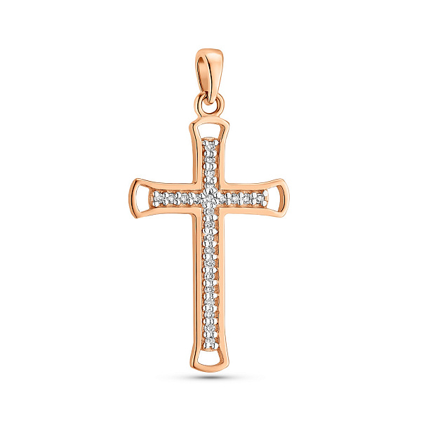 Золота підвіска-хрестик з діамантами (арт. 3104074201) – зображення 1
