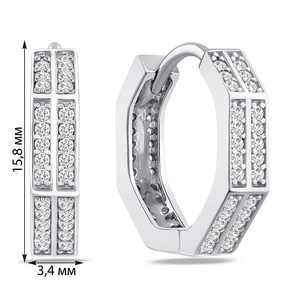 Серебряные серьги-кольца с фианитами (арт. 7502/10436/15) – изображение 2