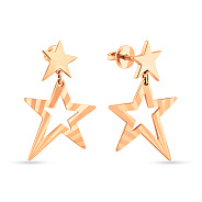 Золотые серьги-пусеты с подвесками и алмазной гранью (арт. 111268/1)