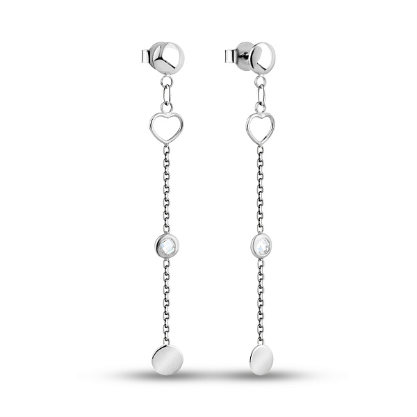 Серьги из белого золота с фианитами (арт. 1091289б) – изображение 1
