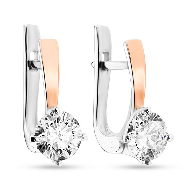 Серьги серебряные с белыми фианитами (арт. 7202/215сп) – изображение 1