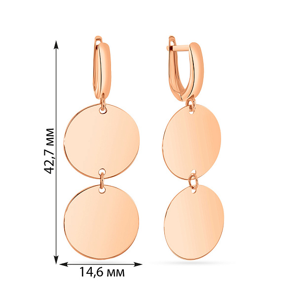 Золоті сережки-підвіски "Монети" (арт. 108105/15) – зображення 2