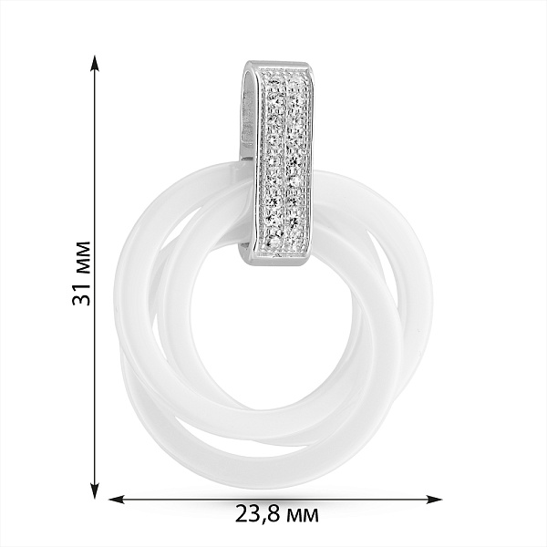 Кулон из керамики и серебра с фианитами (арт. 7503/1154120кмб) – изображение 2