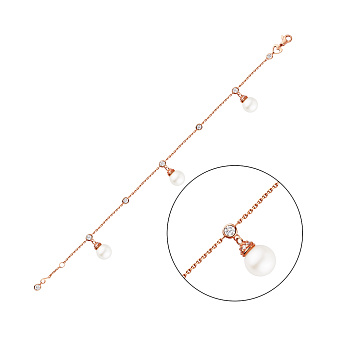 Золотой женский браслет с жемчугом и фианитами (арт. 321968прлб)