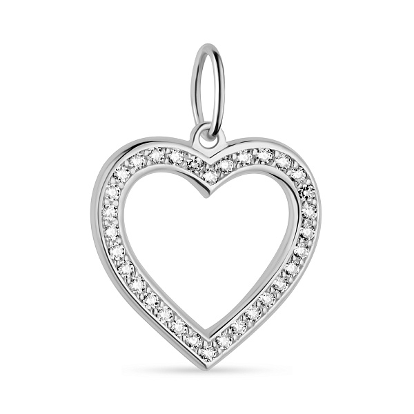 Подвеска из белого золота "Сердце" с фианитами  (арт. 424474б) – изображение 1