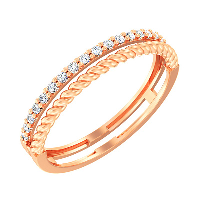 Золотое кольцо с дорожкой из бриллиантов  (арт. К011614015)