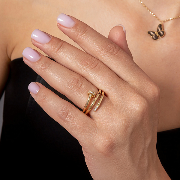 Золотое кольцо Гвоздь с фианитами (арт. 156675ж) – изображение 2