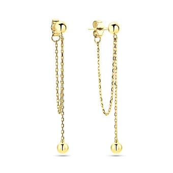 Серьги-пусеты Fly из желтого золота с подвесками (арт. 109803/1ж)