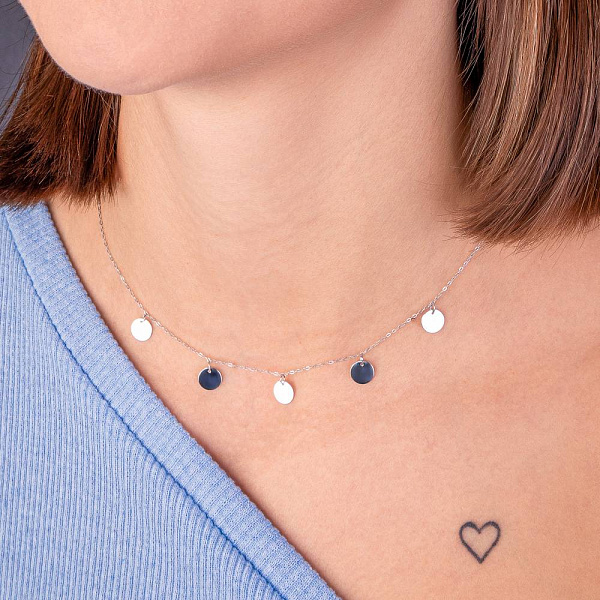 Колье "Монеты" из белого золота с подвесками (арт. 351454/7б) – изображение 2