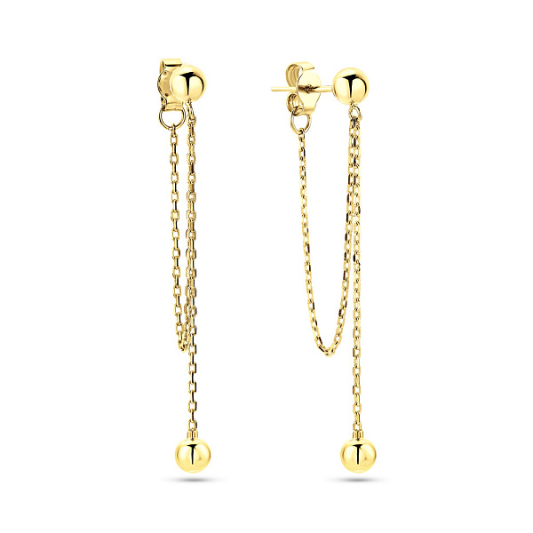 Серьги-пусеты Fly из желтого золота с подвесками (арт. 109803/1ж) – изображение 1