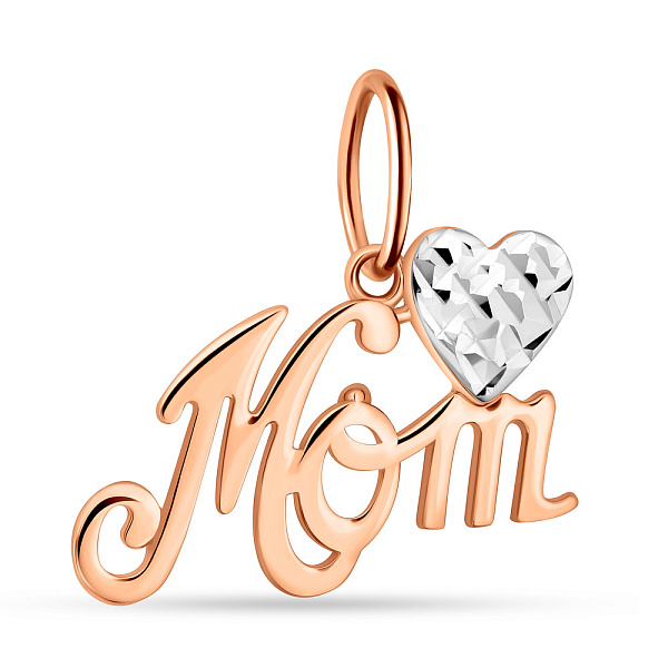 Золотой подвес "Mom" с родированием (арт. 424556р) – изображение 1