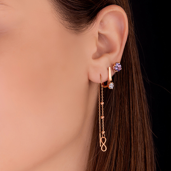 Золоті сережки-протяжки Безкінечність (арт. 1091200) – зображення 2