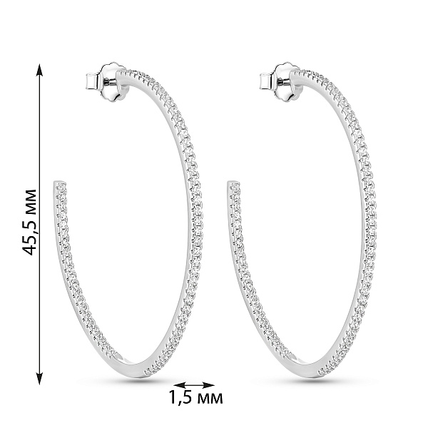 Серебряные пусеты с дорожкой из фианитов (арт. 7518/5782/45) – изображение 3