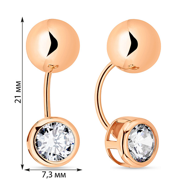 Сережки-джекети з червоного золота (арт. 109082) – зображення 2