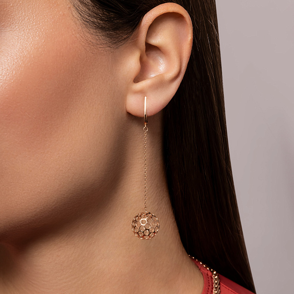 Сережки Шарики из красного золота (арт. 1101148) – изображение 6