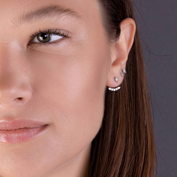 Сережки-джекети з білого золота з діамантами (арт. Т011267050б) – зображення 3