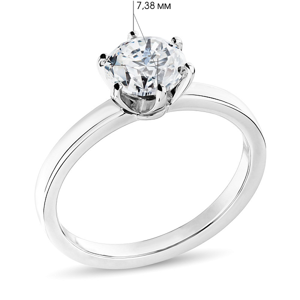 Кольцо с бриллиантом из белого золота (арт. К01117809046б) – изображение 3