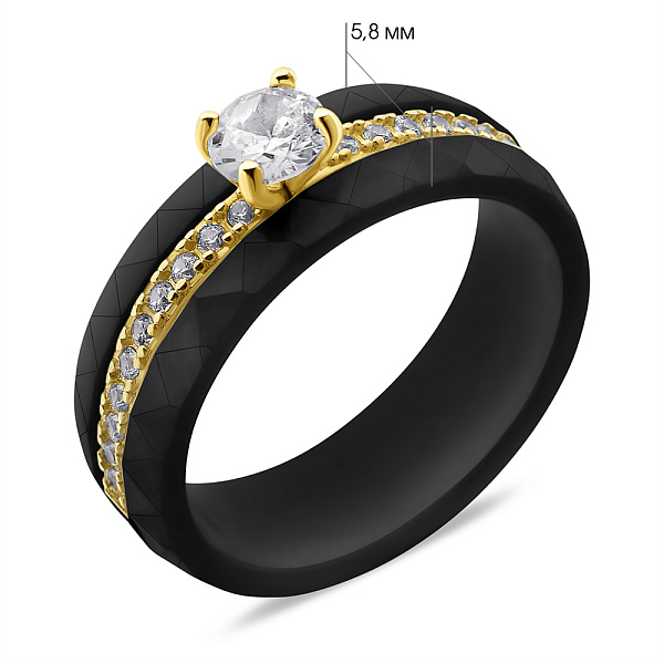 Серебряное кольцо с керамикой и с фианитами (арт. 7501/6945жкмч) – изображение 2
