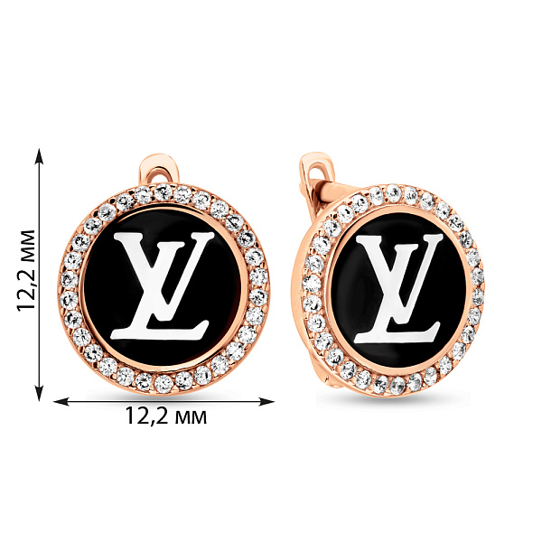 Серьги из красного золота с эмалью и фианитами (арт. 108507еч) – изображение 2