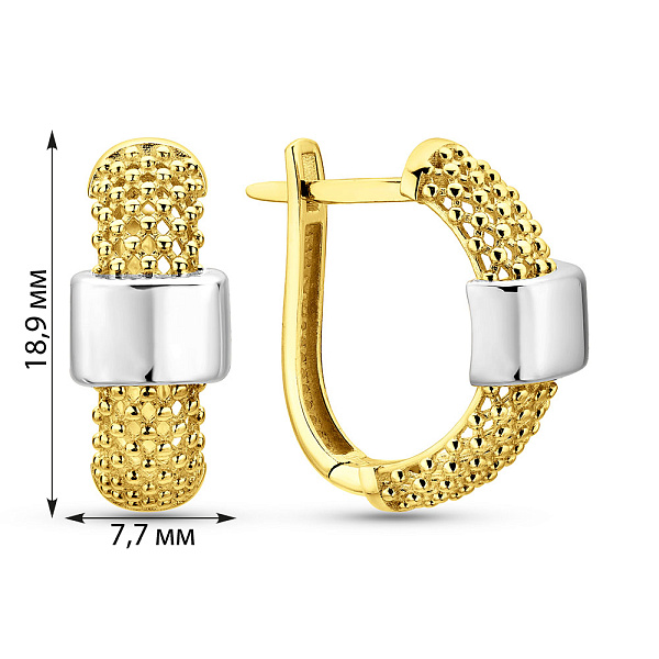 Сережки з жовтого золота з родіюванням (арт. 1092014жр) – зображення 2