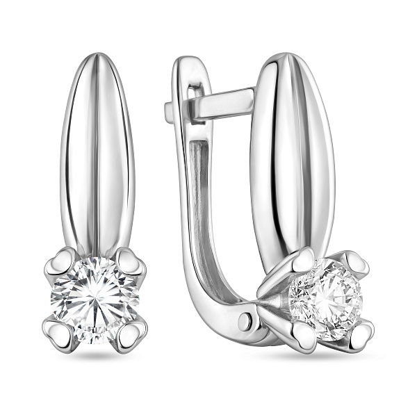 Серьги из белого золота с фианитом (арт. 111020б) – изображение 1