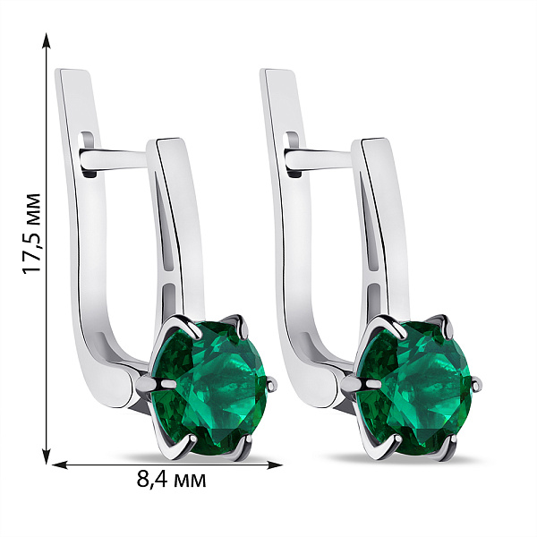 Серьги из серебра с изумрудом (арт. 7502/483Измсп) – изображение 2