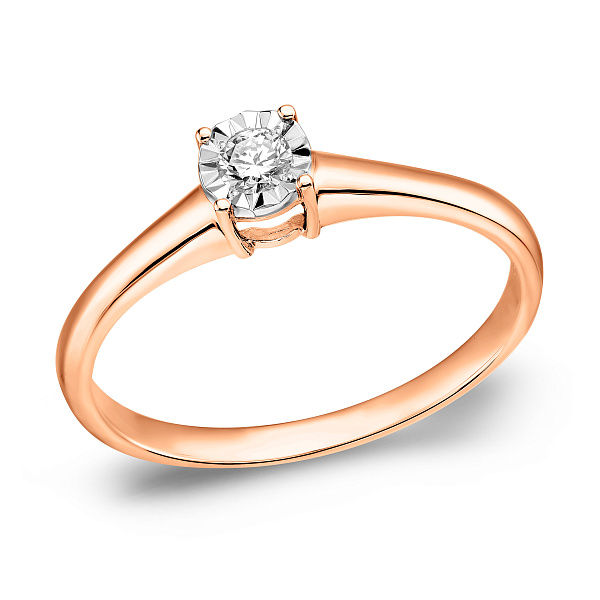 Каблучка з червоного і білого золота з діамантом (арт. К011667005) – зображення 1