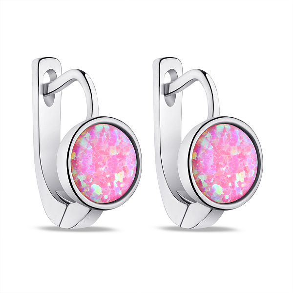 Серебряные серьги с розовым опалом (арт. 7502/3814Пор) – изображение 1