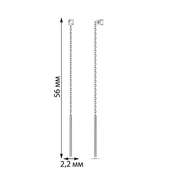 Сережки-протяжки з білого золота з діамантами (арт. С011697010б) – зображення 3