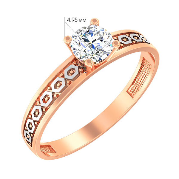 Золота каблучка на заручини з блискучим фіанітом (арт. 146200) – зображення 2