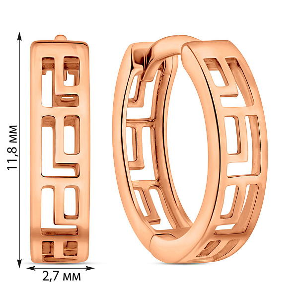 Серьги-кольца из красного золота с греческим орнаментом Олимпия (арт. 110915) – изображение 4
