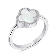 Серебряное кольцо с перламутром и фианитами (арт. 7501/5075/10п)