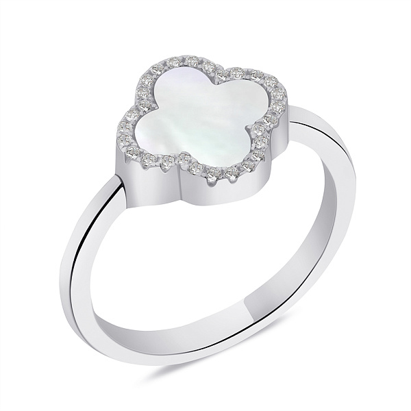 Серебряное кольцо с перламутром и фианитами (арт. 7501/5075/10п) – изображение 1