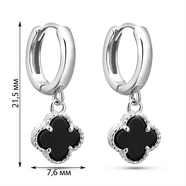 Срібні сережки з оніксом (арт. 7502/10059/8о) – зображення 3