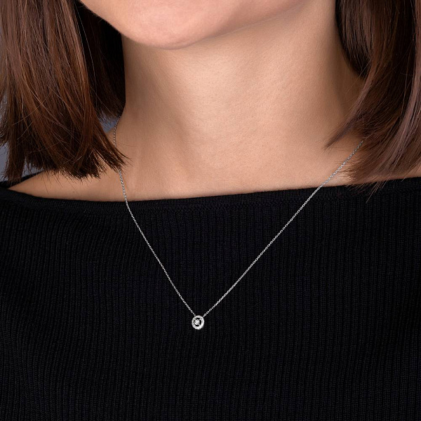 Золоте кольє в білому кольорі металу з діамантами (арт. Ц341124010б) – зображення 3