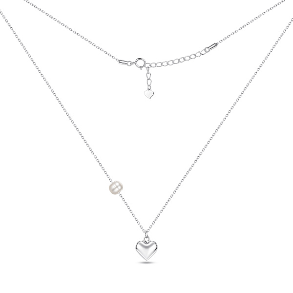 Серебряное колье с подвеской сердечко с жемчужиной (арт. 7507/2682жб) – изображение 2