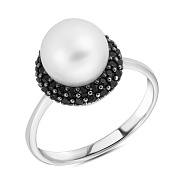 Каблучка з білого золота з перлиною та фіанітами (арт. 151167бпрлбч)