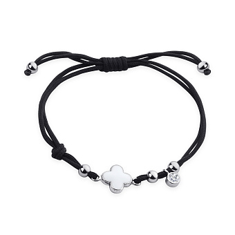 Фото Браслет на нити с серебряными вставками и фианитом (арт. 7309/3065/8ебч)