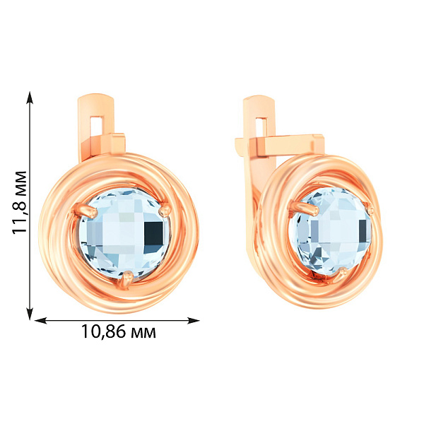 Золотые серьги с топазом  (арт. 110377Птг) – изображение 2
