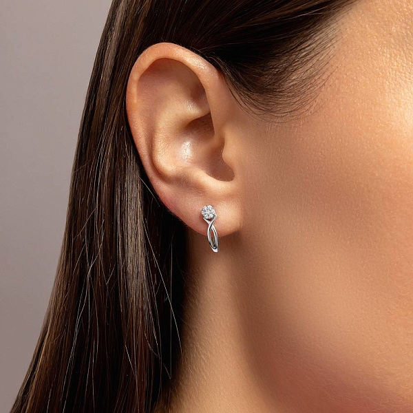 Серьги из белого золота с бриллиантами (арт. С011806010б) – изображение 2