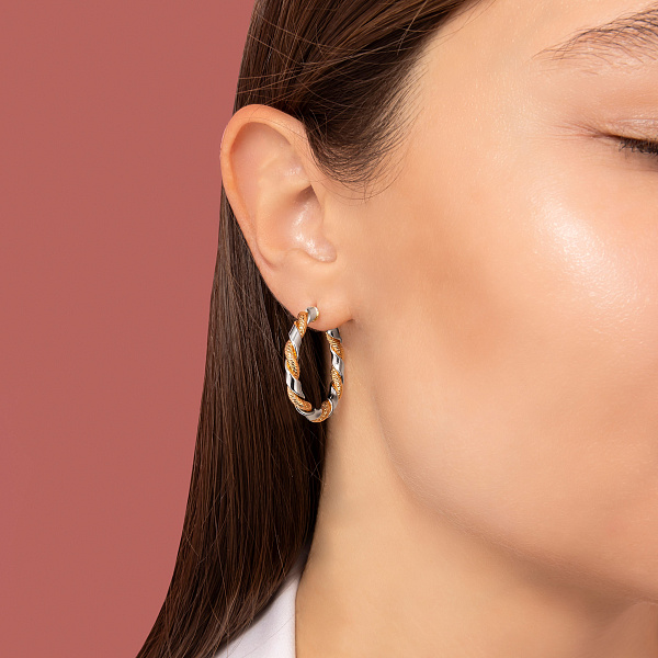 Сережки з жовтого  і білого золота (арт. 1091618/25жб) – зображення 2