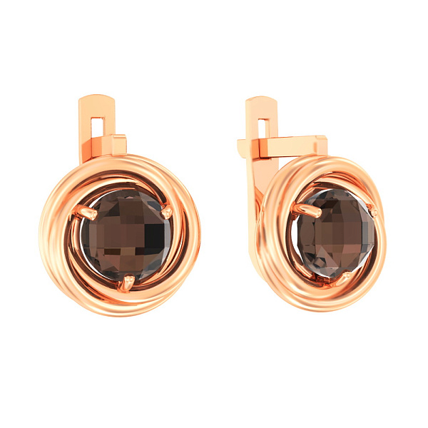 Золотые серьги с кварцем  (арт. 110377Пкр) – изображение 1