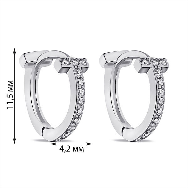 Серьги-кольца из серебра с фианитами (арт. 7502/9087/10) – изображение 2