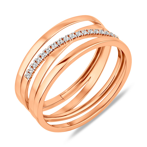 Золота каблучка Синергія з фіанітами (арт. 141132) – зображення 3