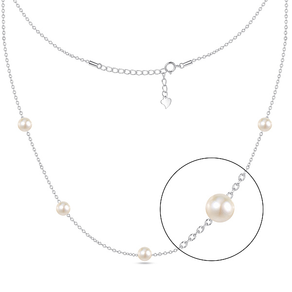 Серебряное колье с жемчужинами (арт. 7507/2687жб) – изображение 2