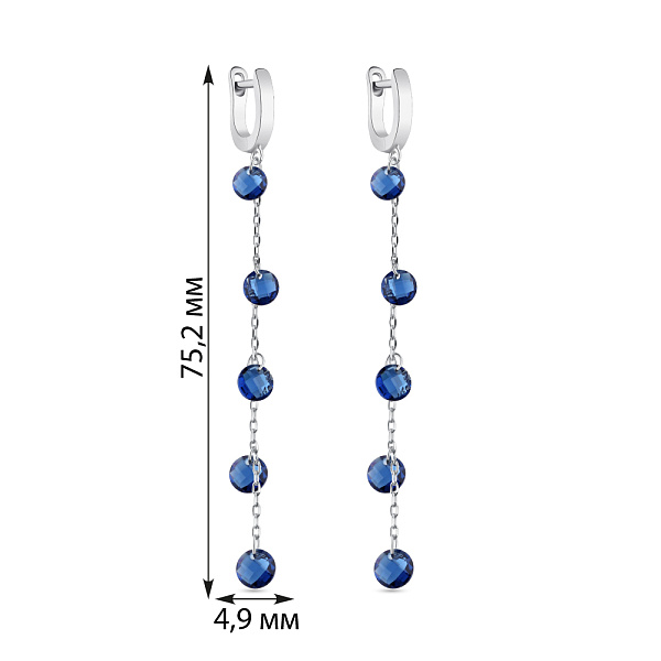 Срібні сережки-підвіски з фіанітами (арт. 7502/4842ас) – зображення 2