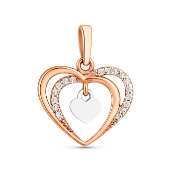 Фото Золотая подвеска Сердце с фианитами (арт. 440602)