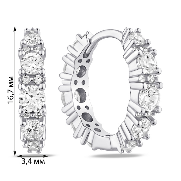 Серебряные серьги-кольца с фианитами (арт. 7502/10433/20) – изображение 2