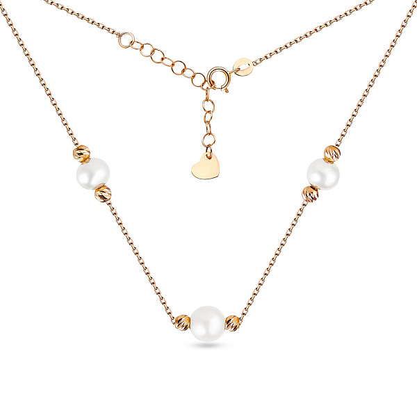 Колье золотое с жемчугом в красном цвете металла (арт. 351929прлб) – изображение 2