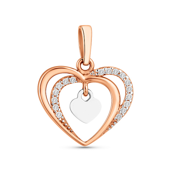 Золотая подвеска Сердце с фианитами (арт. 440602) – изображение 1